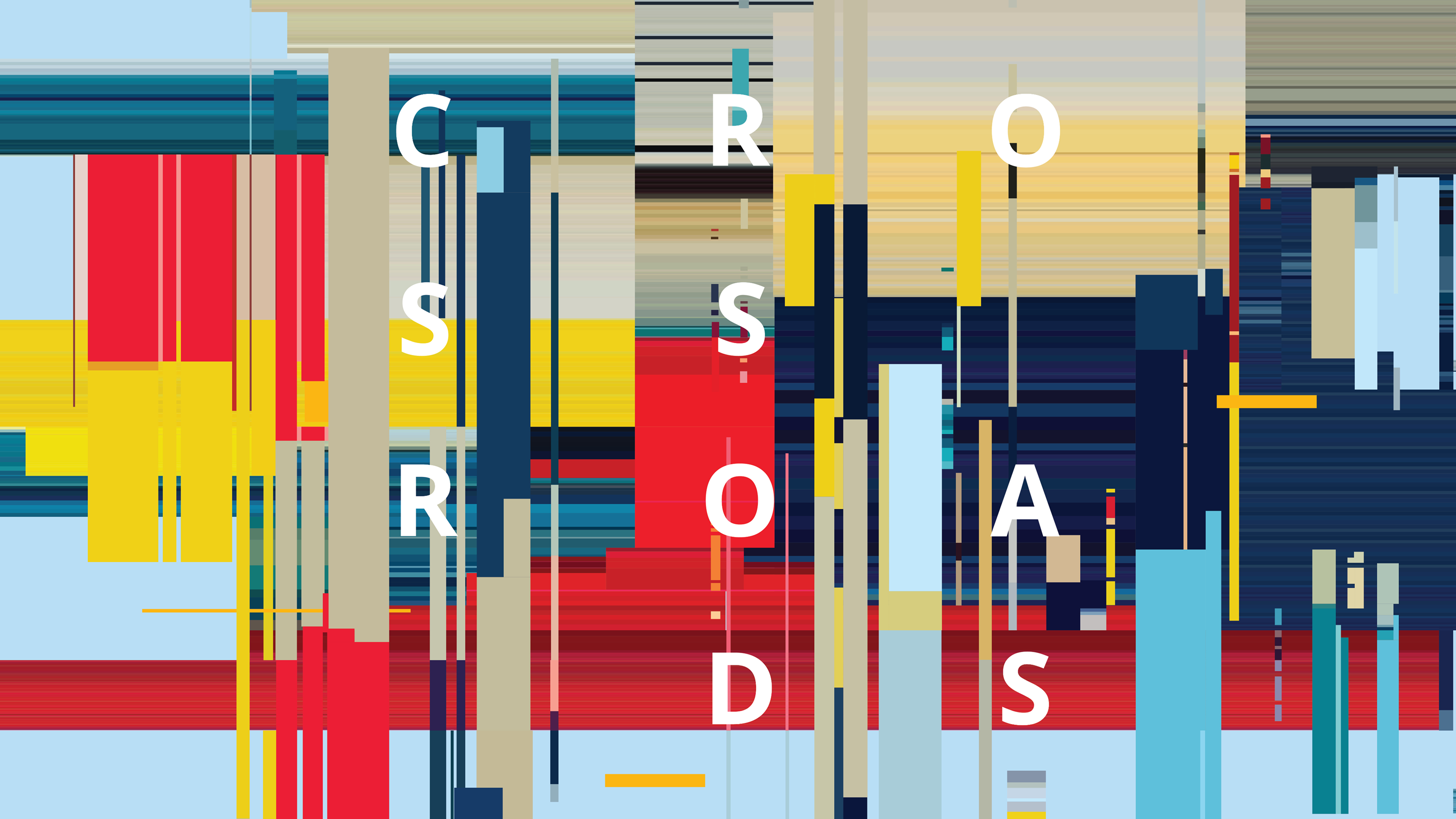Abstract illustration with the letters to form the word "Crossroads"