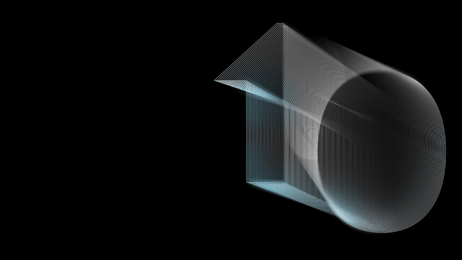 A black rectangle with a white abstract wire net over it on the right side.